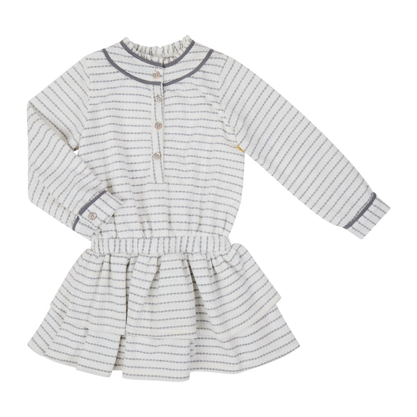 Vestido De Niña Rayas Tejido De Punto Con Falda Doble Olan