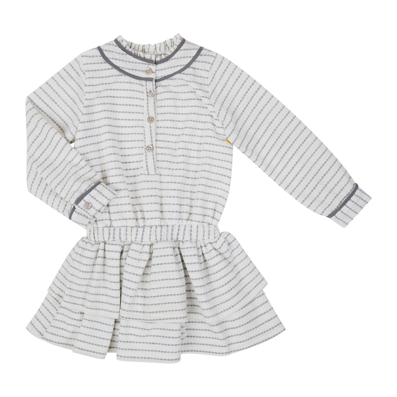 Vestido De Niña Rayas Tejido De Punto Con Falda Doble Olan