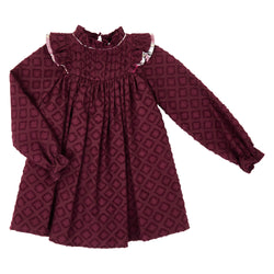 Vestido Niña Alforzas Tela Brocado