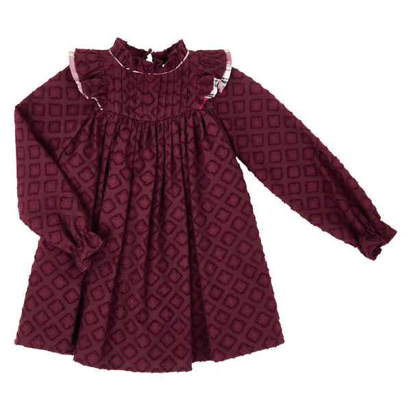 Vestido Niña Alforzas Tela Brocado