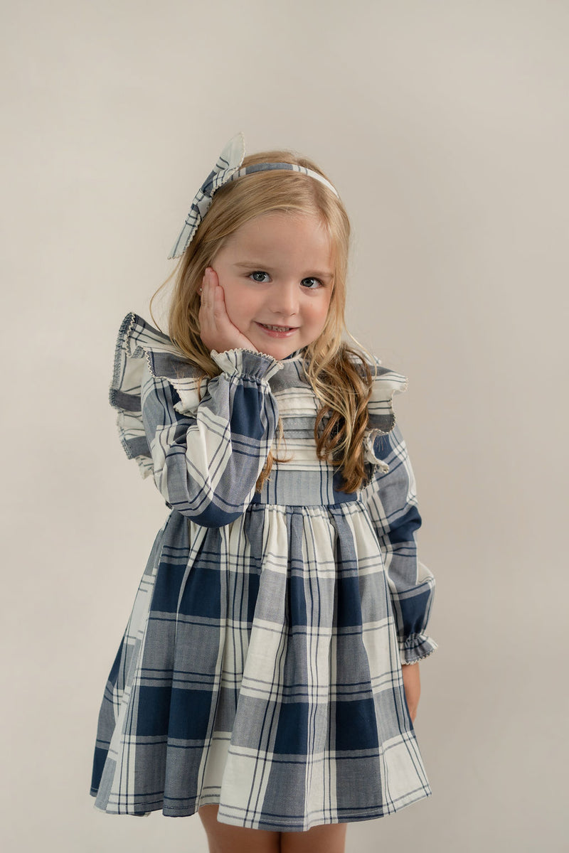 Vestido Niña Cuadros Con Olanes Y Alforzas En Talle