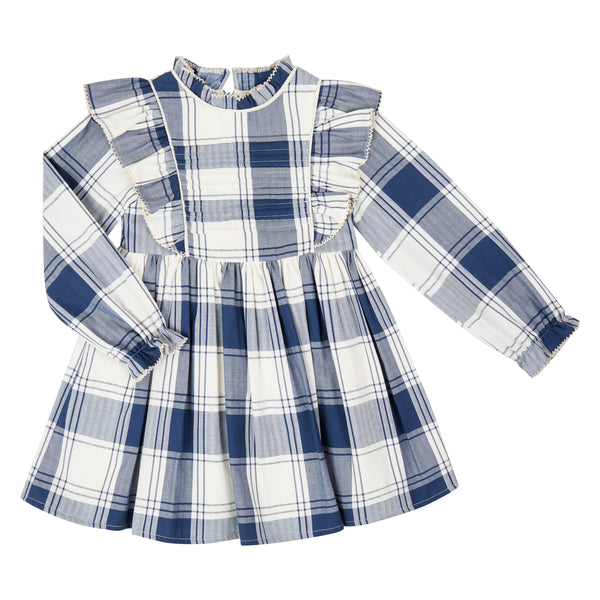 Vestido Niña Cuadros Con Olanes Y Alforzas En Talle