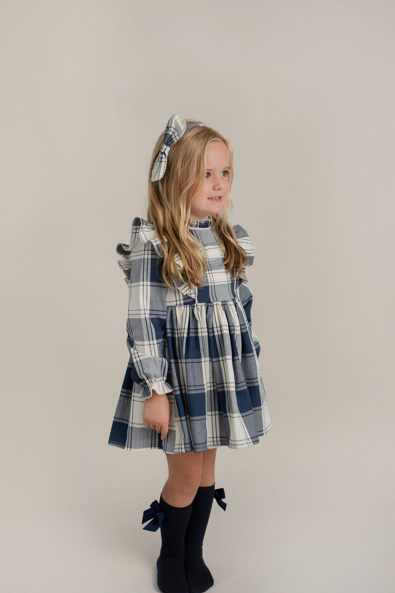 Vestido Niña Cuadros Con Olanes Y Alforzas En Talle