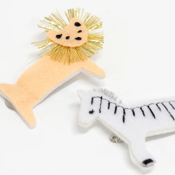 Zebra & Lion Felt Hair Clips