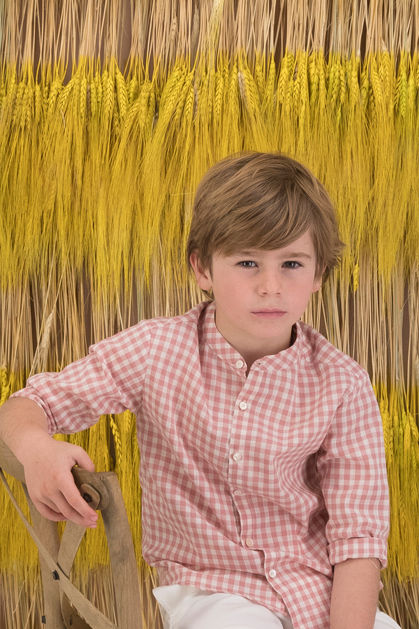 Camisa Niño Cuadros Rosa Palo