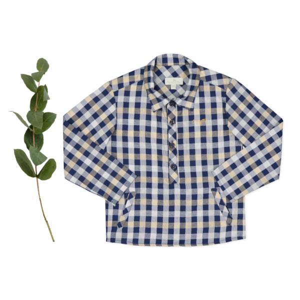 Checked shirt with bags Blue