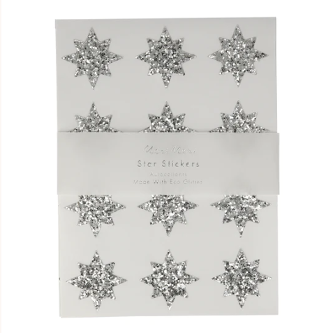 Silver Eco Glitter Star Stickers
