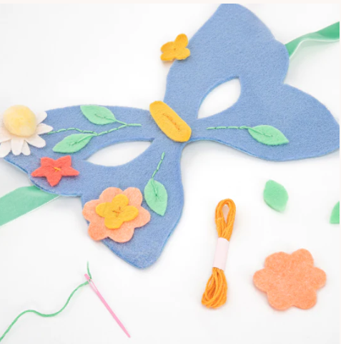 Flower Embroidery Butterfly Mask