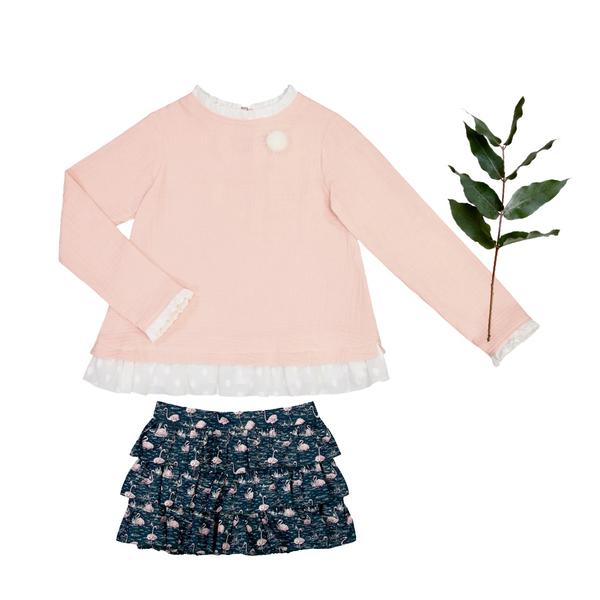 Conj. Ruffled shorts and bambula sweatshirt