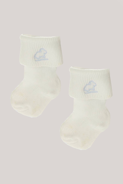 SOCK W/CUFF LOGO BCO/SKY BLUE