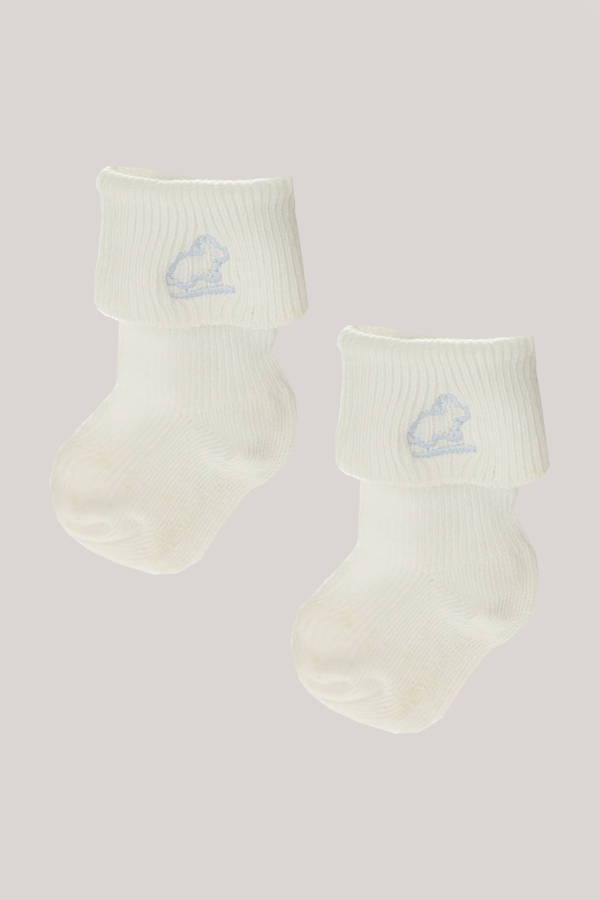 SOCK W/CUFF LOGO BCO/SKY BLUE