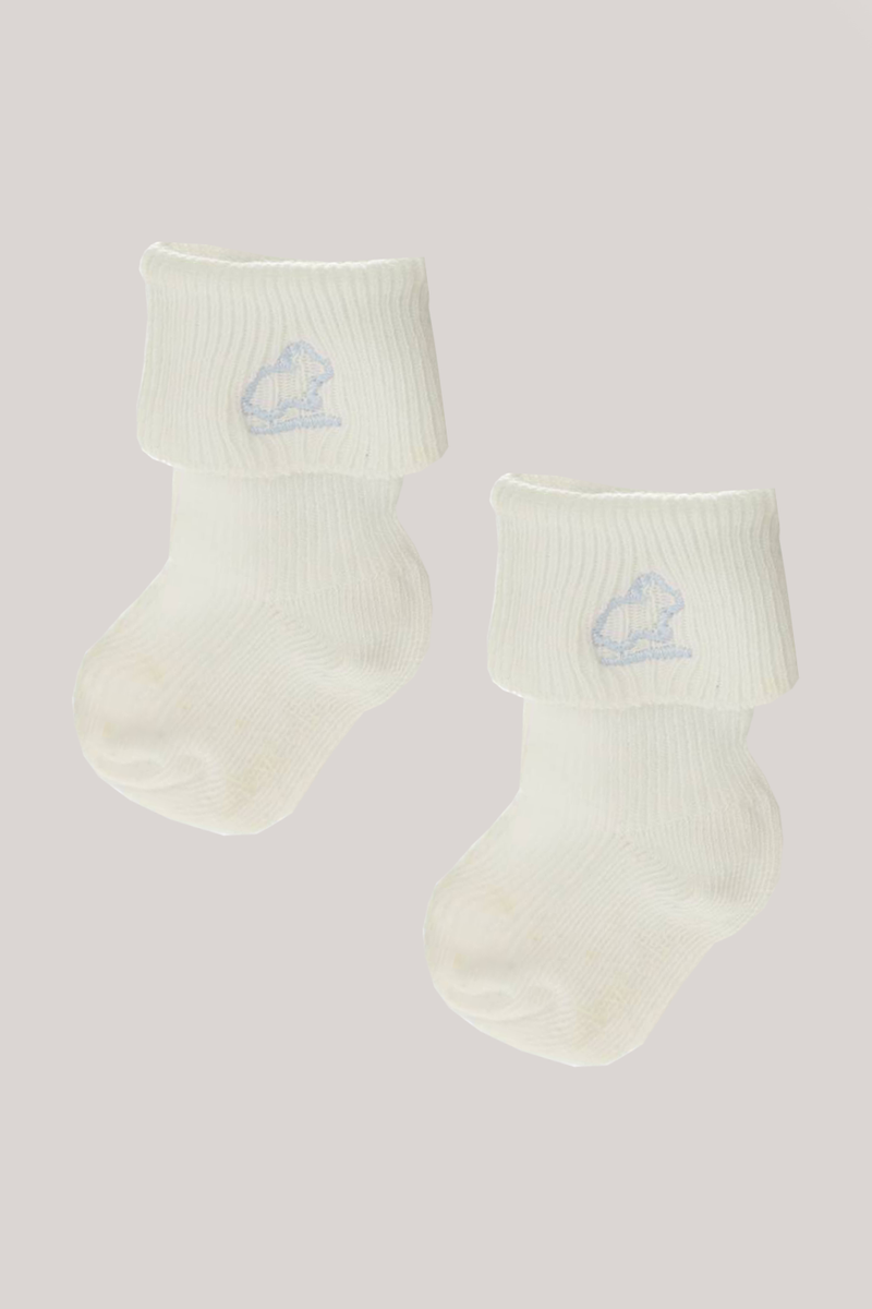 SOCK W/CUFF LOGO BCO/SKY BLUE