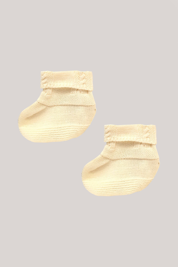 BABY FABRIC BOOTIES/YELLOW KNITTED BOOTS