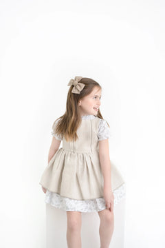 Vestido Niña Flores Con Mandil Lino