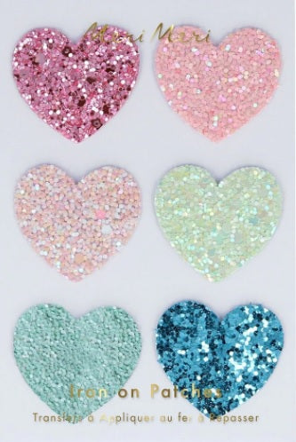 Rainbow Glitter Heart Patches