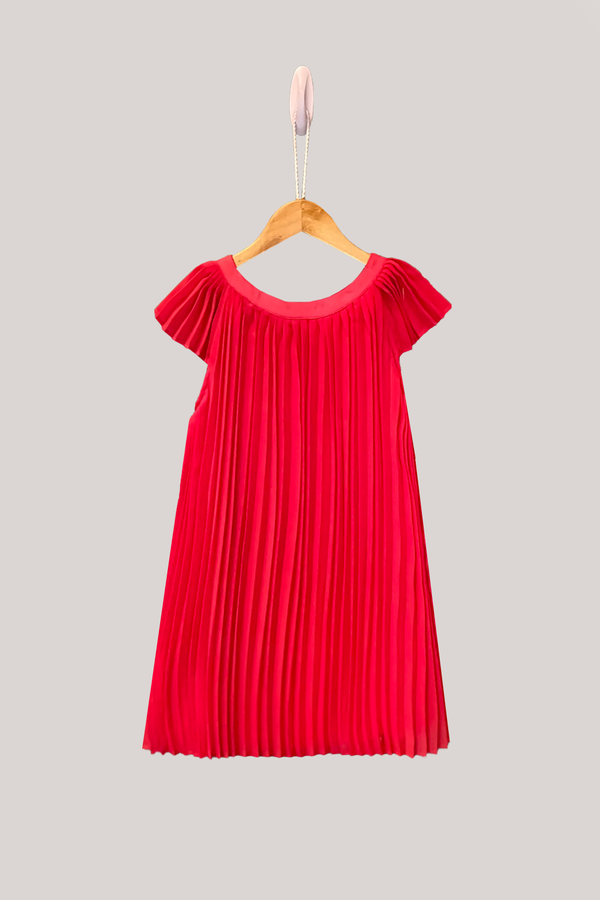 GIRLS RED PLEATED DRESS