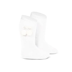 Calceta Alta Borlas Blanco
